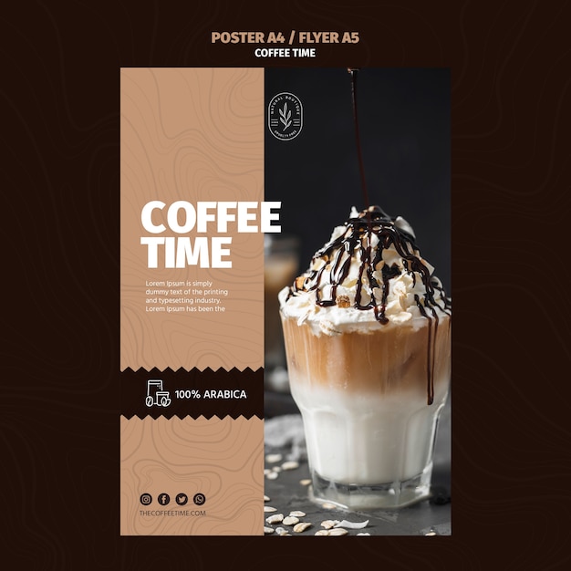 Free PSD summer frappe coffee poster template