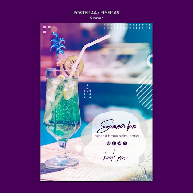 Free PSD summer fun flyer template with photo