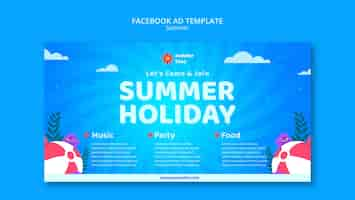 無料PSD 夏休みfacebookテンプレート