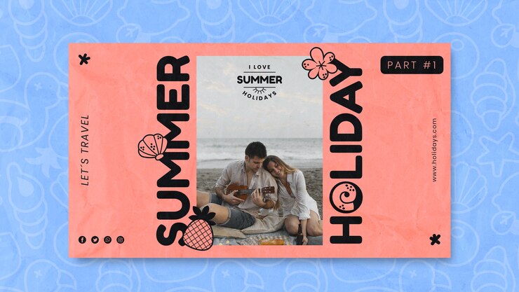 Free PSD summer holiday horizontal banner template