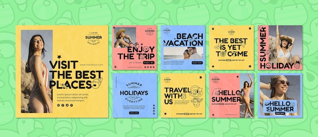 Free PSD summer holiday instagram posts collection