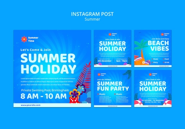 PSD gratuito post instagram per le vacanze estive