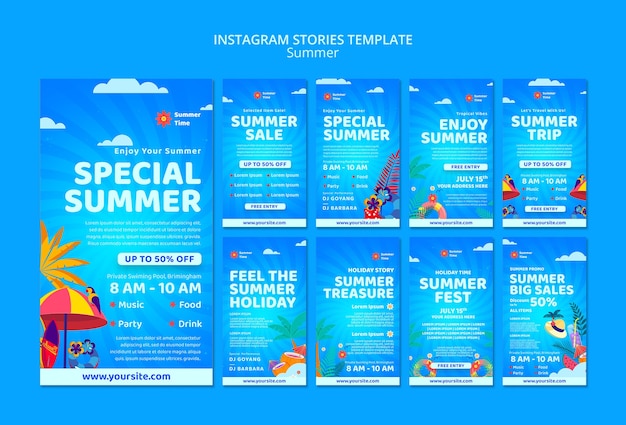 PSD gratuito storie instagram delle vacanze estive