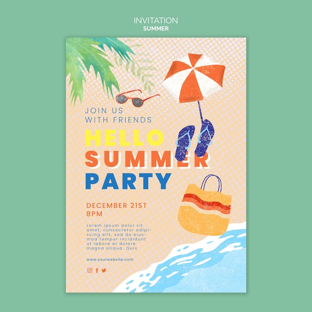 PSD gratuito modello di invito per le vacanze estive