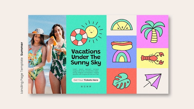 Free PSD summer holiday landing page template