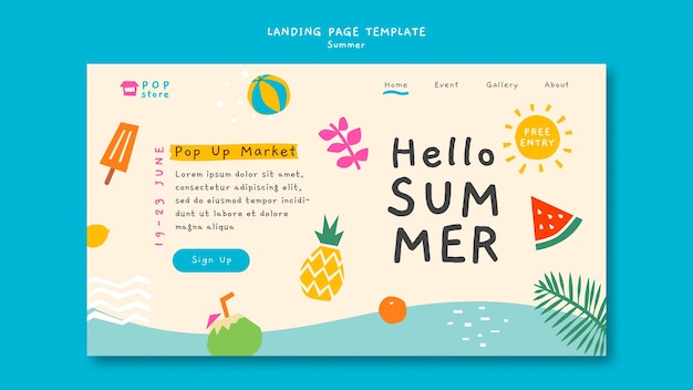 Summer holiday landing page template