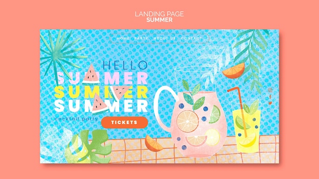 Free PSD summer holiday landing page template