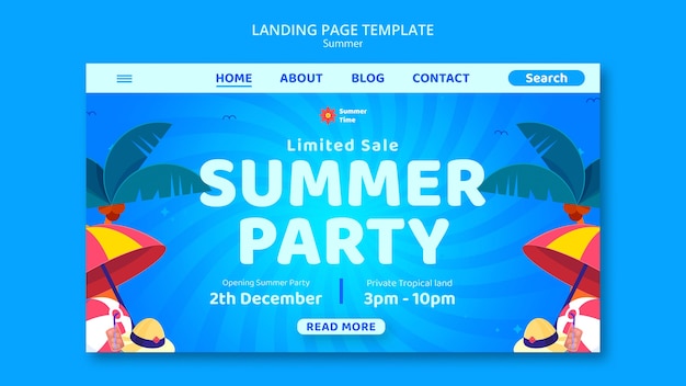 Summer holiday landing page template