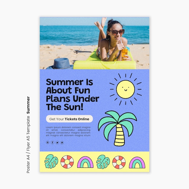 Шаблон плаката летних каникул