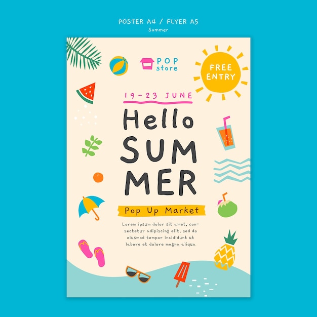 Free PSD summer holiday poster template