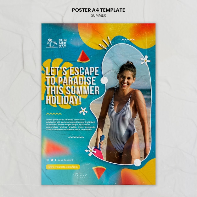 Free PSD summer holiday poster template