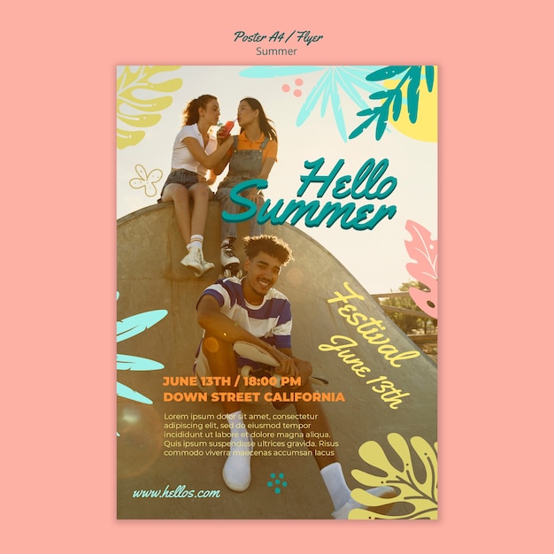 Free PSD summer holiday poster template