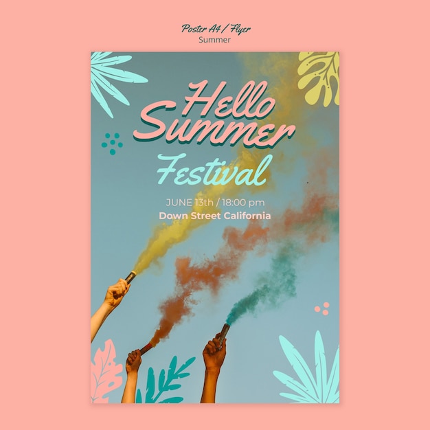 Free PSD summer holiday poster template