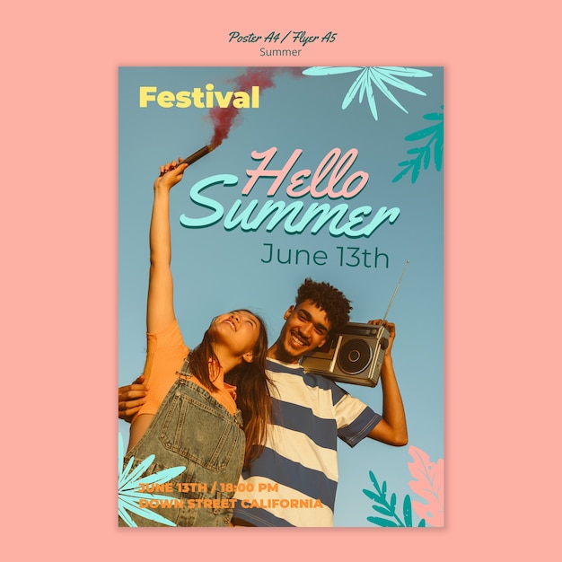 Free PSD summer holiday poster template