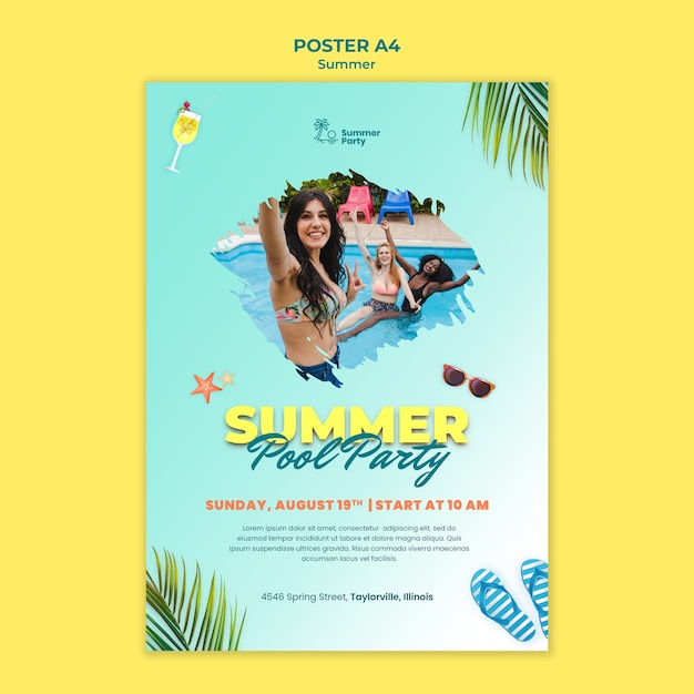 Free PSD summer holiday poster template