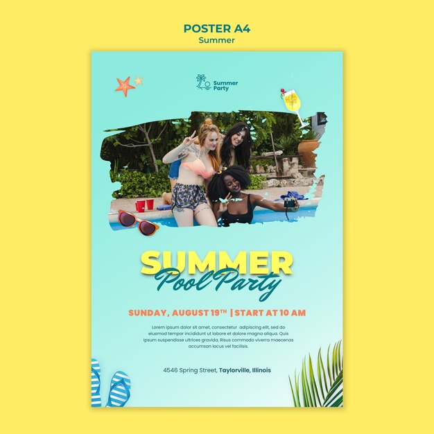 Free PSD summer holiday poster template