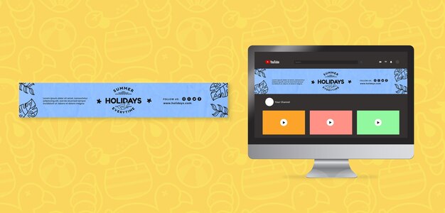 Free PSD summer holiday youtube banner template