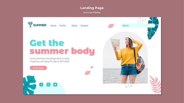 Free PSD summer holidays landing page template