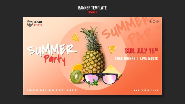 Free PSD summer horizontal banner template