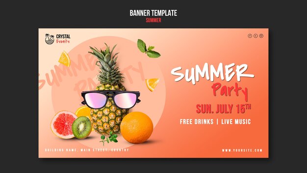 Summer horizontal banner template