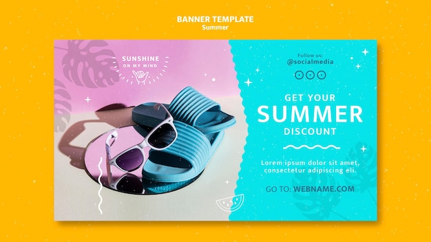 Summer horizontal banner template