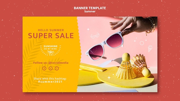 Free PSD summer horizontal banner template