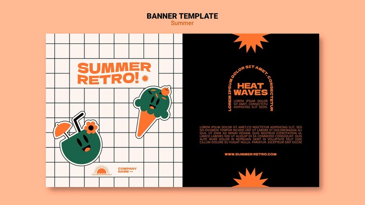 Free PSD summer horizontal banner template