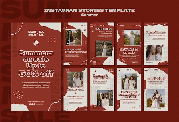 PSD gratuito design del modello di storie di instagram estive
