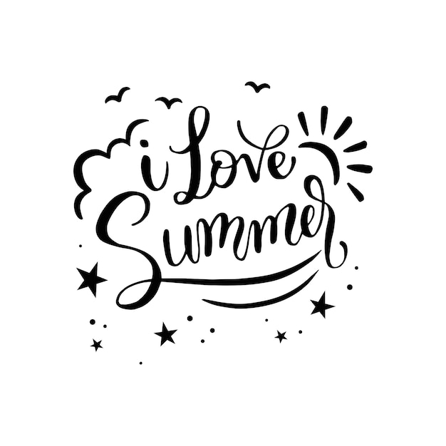 Free PSD summer lettering illustration isolated