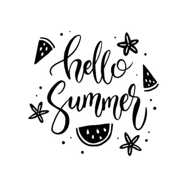 summer lettering illustration isolated