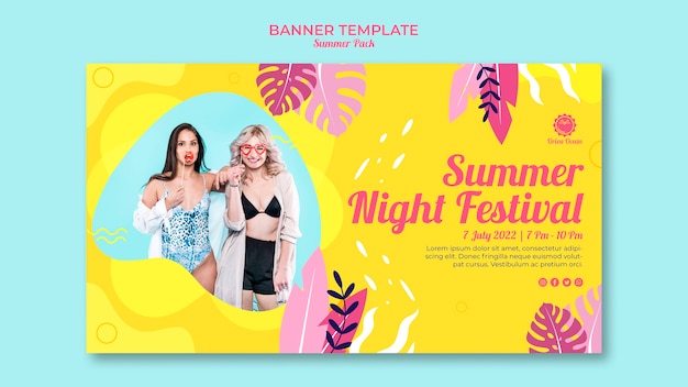 Summer night festival banner template