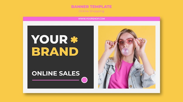 PSD gratuito banner dello shopping online estivo