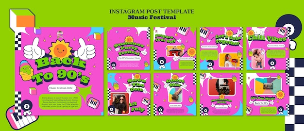 Free PSD summer party festival instagram posts design template