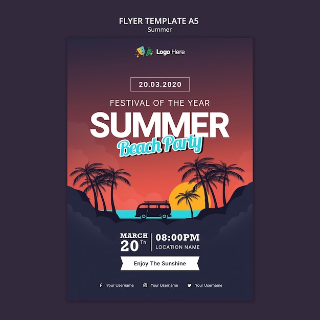 Free PSD summer party flyer template