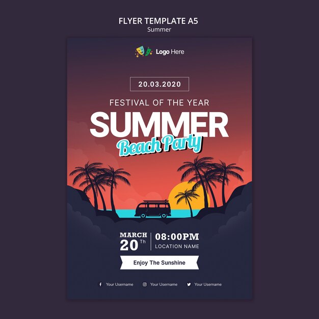 Summer party flyer template