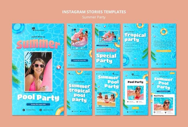 Free PSD summer party instagram stories