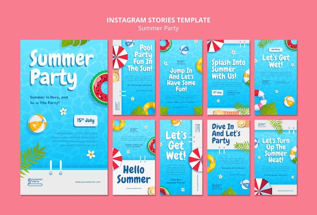 Free PSD summer party instagram stories