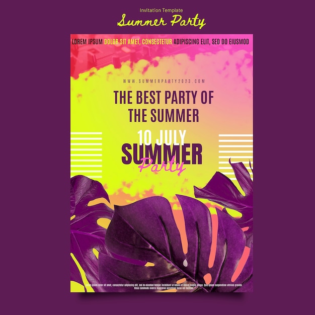Free PSD summer party invitation template