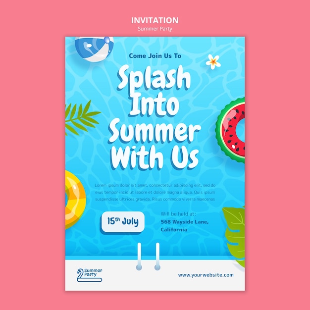 Free PSD summer party invitation template