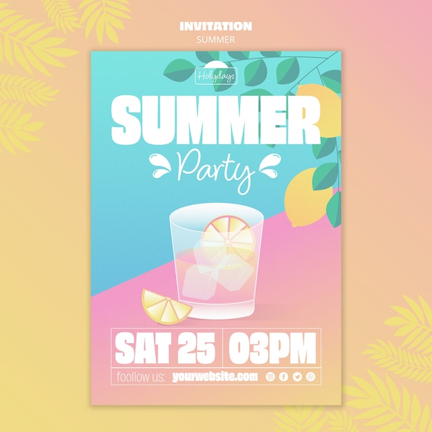 Free PSD summer party invitation template