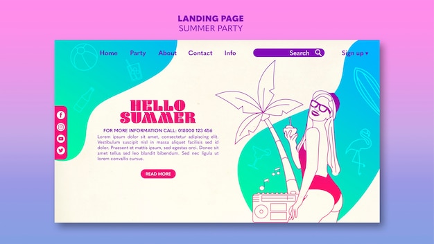 Free PSD summer party landing page template