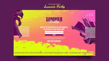 Free PSD summer party landing page template