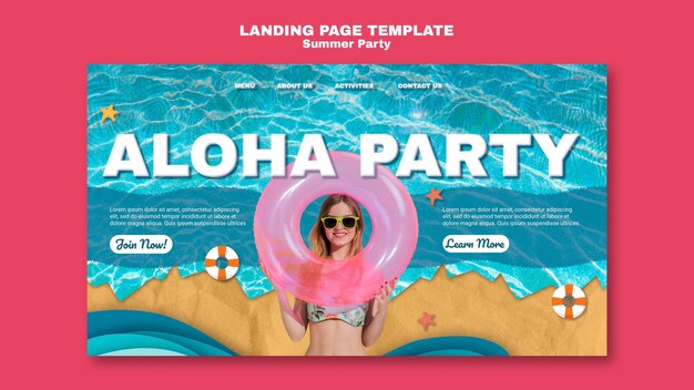 Summer party landing page template