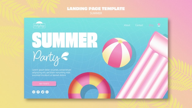 Free PSD summer party landing page template