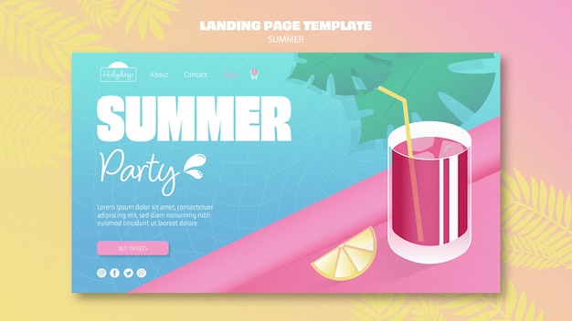 Summer party landing page template