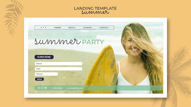 Free PSD summer  party landing page