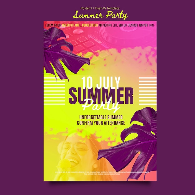 Free PSD summer party poster template