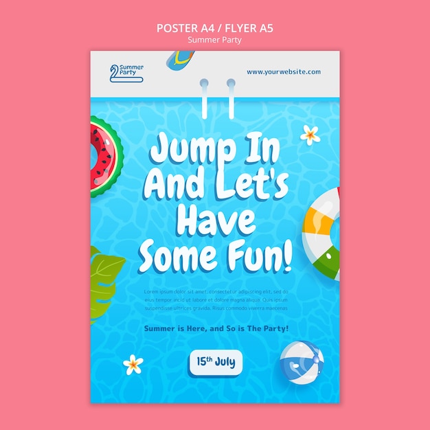 Free PSD summer party poster template