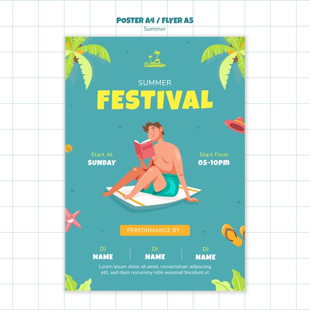 PSD gratuito estate template party poster