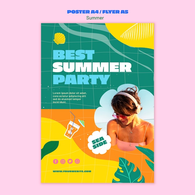 Free PSD summer party poster template